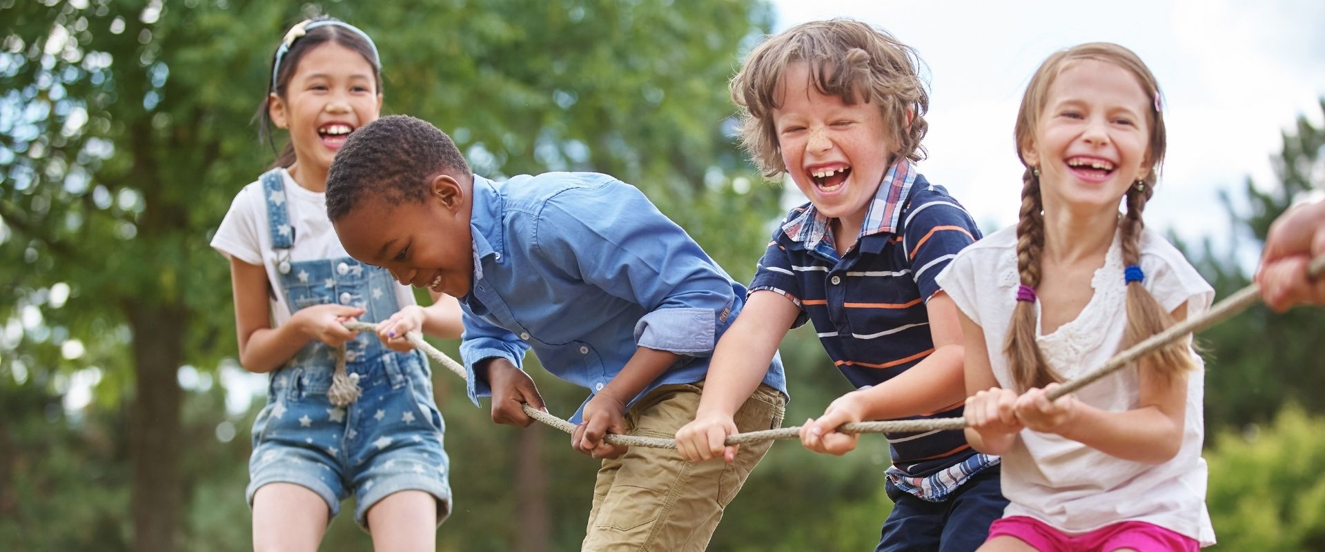 Children playing tug of war